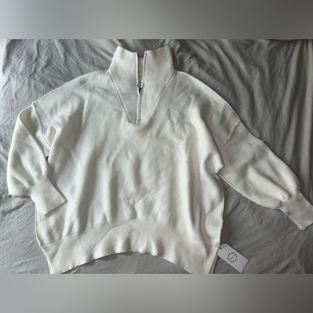 NWT Ribbed Oversized Quarter-Zip Sweater, Size S